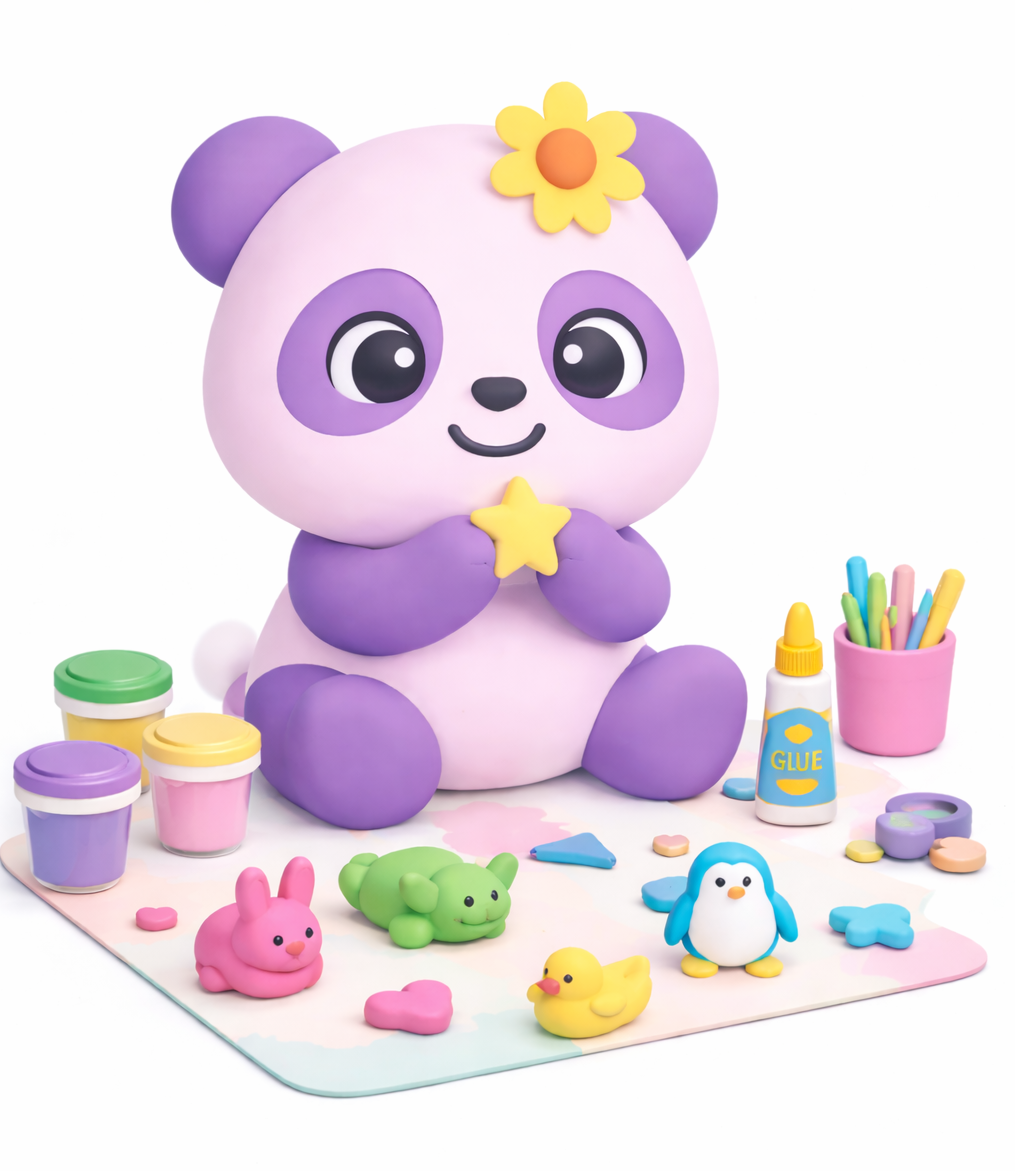 Panda Mascot modeling with cold porcelain at Modelaria Craftworks